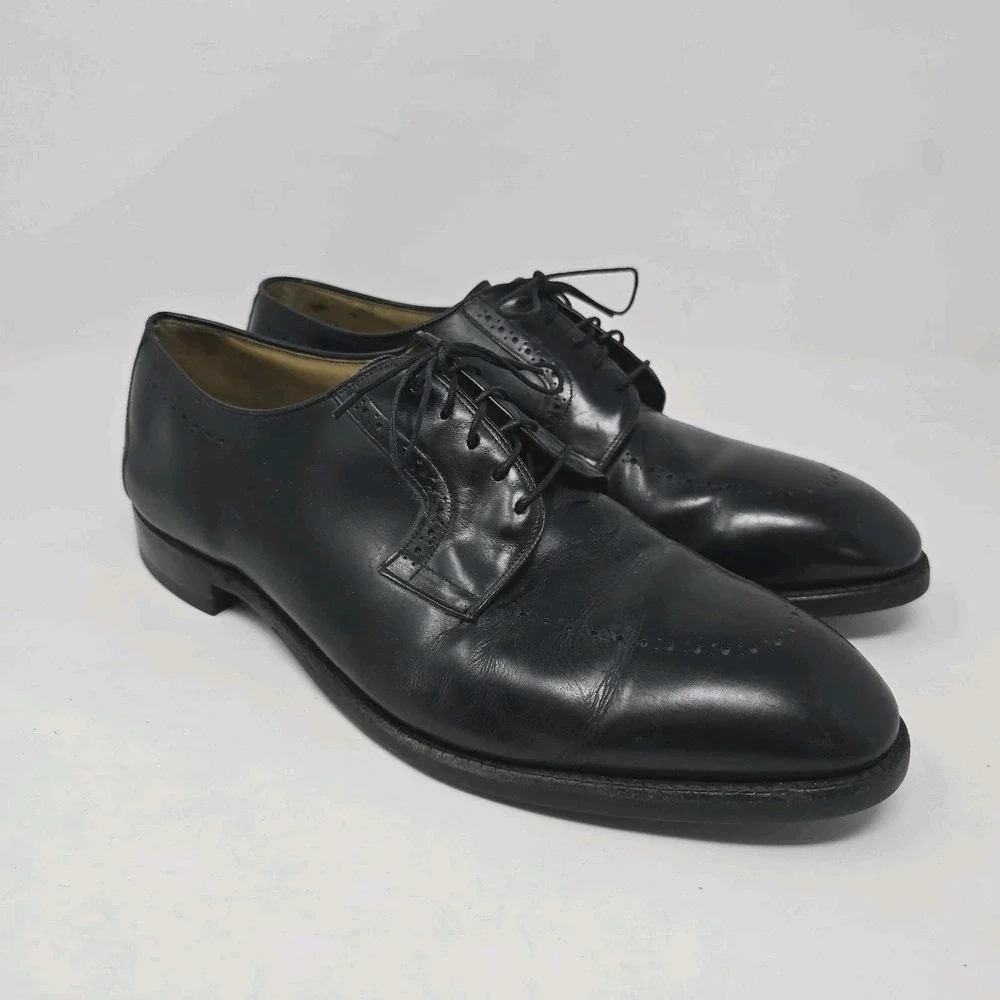 Johnston & Murphy Aristocraft Mens 12 Black Leather Dress Shoes USA Made Oxford